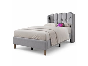 Lit simple 90x200 cm    coloris gris
