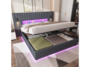 Lit coffre 180x200 cm ULEVR   coloris gris