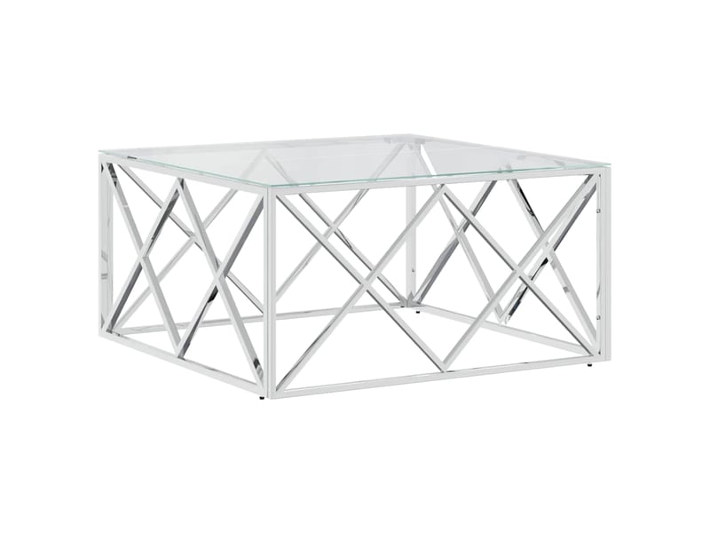  Table basse - table de salon - table à thé 80x80x40 cm acier inoxydable et verre  - Conforama A