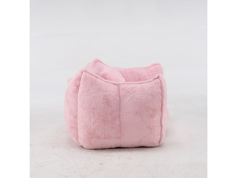  Pouf géant rose en fausse fourrure avec coussin, assise confortable pour salon  - Conforama E