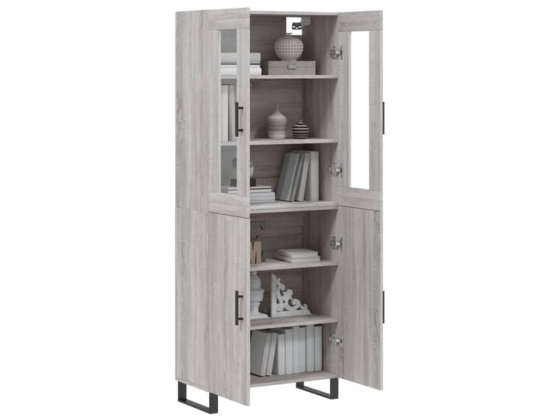  Buffet haut - bahut - meuble de rangement sonoma gris 69,5x34x180 cm bois d'ingénierie  - Conforama C