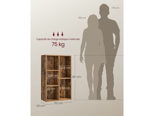 Bibliotheque coloris marron <strong>HELLOSHOP 26</strong> <strong></strong> - 24 cm x 80 cm