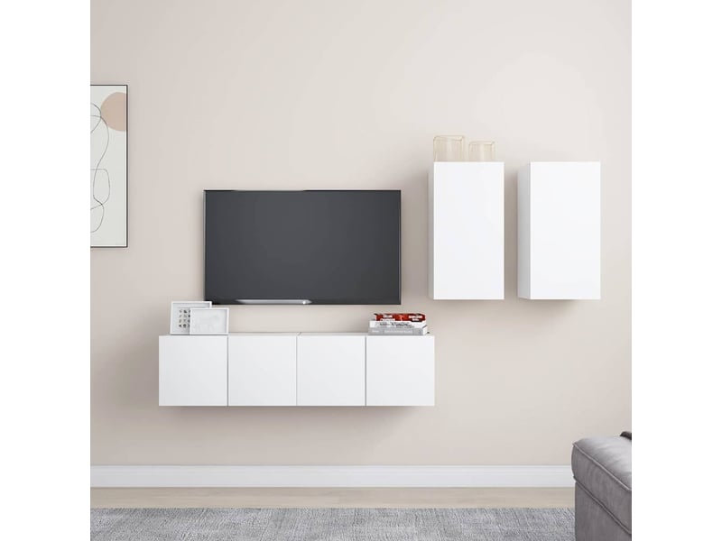  Ensemble de meubles tv 4 pcs blanc bois d'ingénierie shl83581  - Conforama B