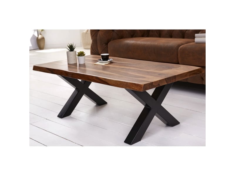  Table basse orkan 110 cm en bois massif de sheesham et métal noir  - Conforama B