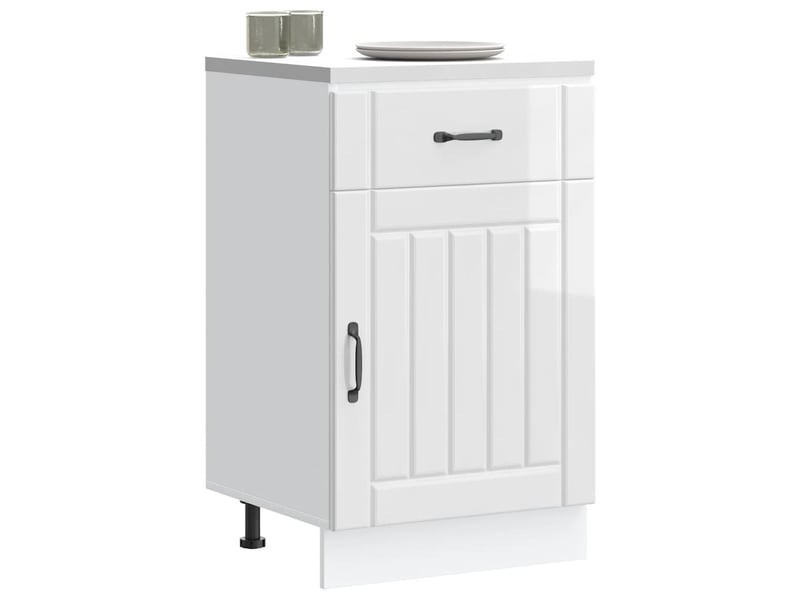 Meuble de rangement, armoire de cuisine lucca blanc brillant bois ingénierie shl5220 - Conforama C