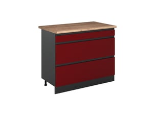 Vicco meuble cuisine, rougeanthracite, 100cm plan de travail chêne doré