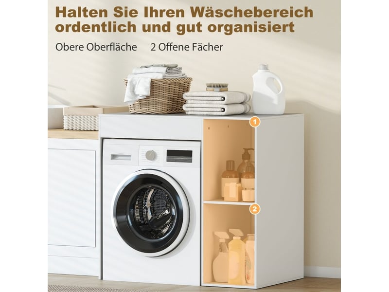  Meuble au-dessus de machine à laver 96x60x90,5 cm rangement ouvert bois blanc  - Conforama C