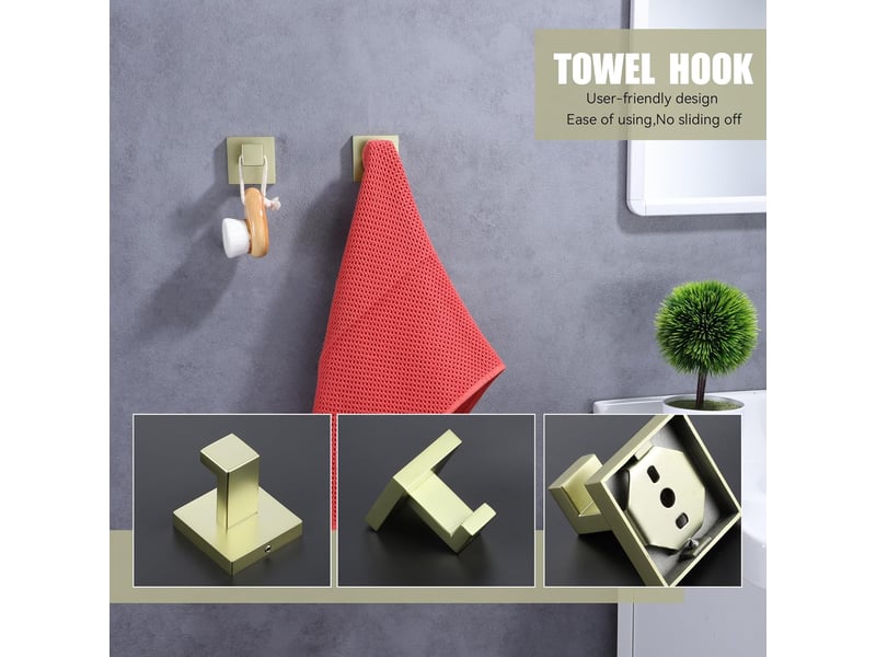 3-pack patères porte-serviettes: carrées, robustes, noir – pour salle de bain & cuisine - Conforama B