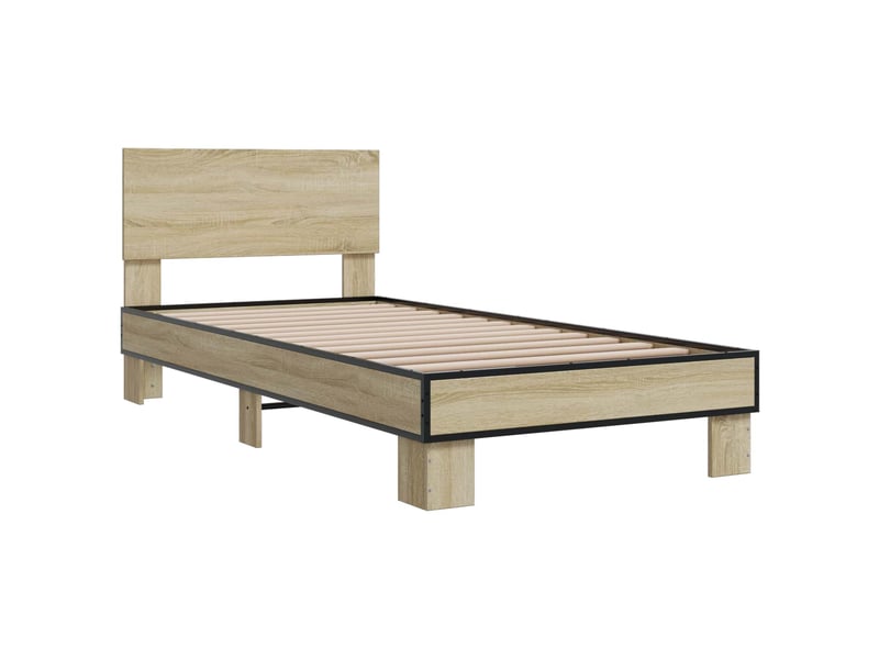  Lit simple- lit adulte -  cadre de lit avec tête de lit chêne sonoma 80 x 200 cm  - Conforama B