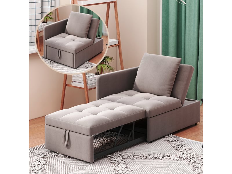 Canapé droit convertible 1 pl lin gris canapé gris - Conforama B