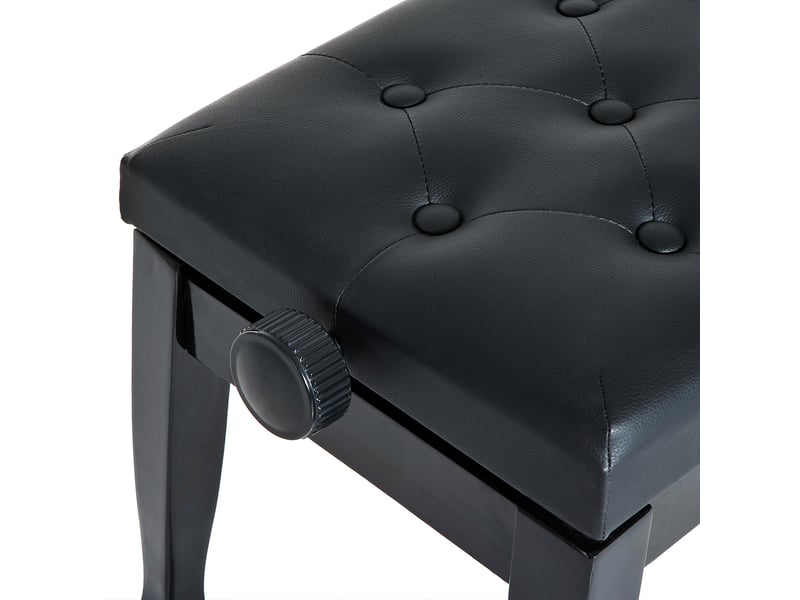  Banc de piano, banc de clavier réglable en hauteur en bois massif, tabouret piano avec siège rembourré polyuréthane à 10 boutons, stable et antidérapant, noir, charge 200kg  - Conforama W