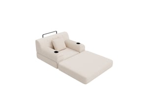 Canapé-lit tcqpz 1 place 107 x 80 x 81 cm convertible en couchage 162 cm velours côtelé beige