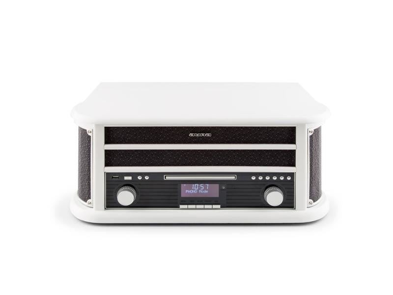 Auna belle epoque 1908 dab chaîne stéréo rétro platine vinyle dab+ bluetooth fm usb cd mp3 blanc  - Conforama C