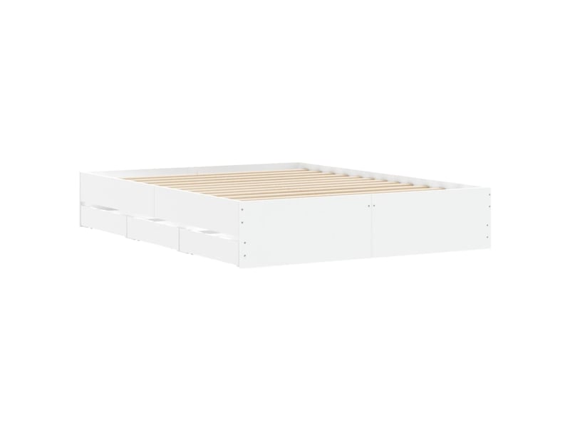  Lit double- lit adulte -  cadre de lit avec tiroirs sans matelas blanc 150x200 cm  - Conforama C