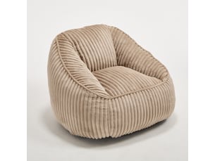 Fauteuil 1 place - 98x92x73cm - fauteuil pouf en mousse à mémoire de forme et peluche rayée - marron