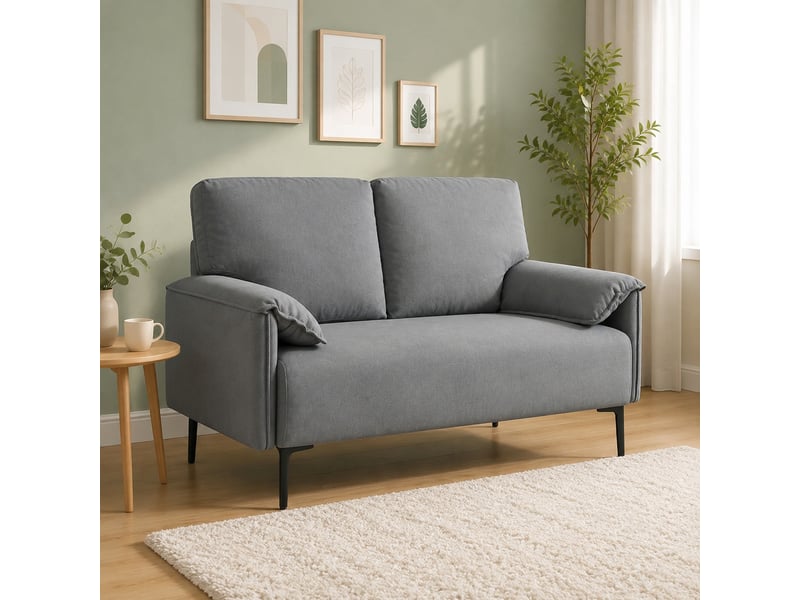  Canapé 2 places modenvie en velours gris 127 x 72 x 84 cm pieds métalliques  - Conforama D