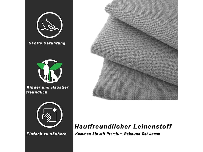 Lit coffre 180x200cm séparable en 2 lits - lit rembourré - tête de lit réglable, tissu lin, sommier inclus, gris - Conforama E