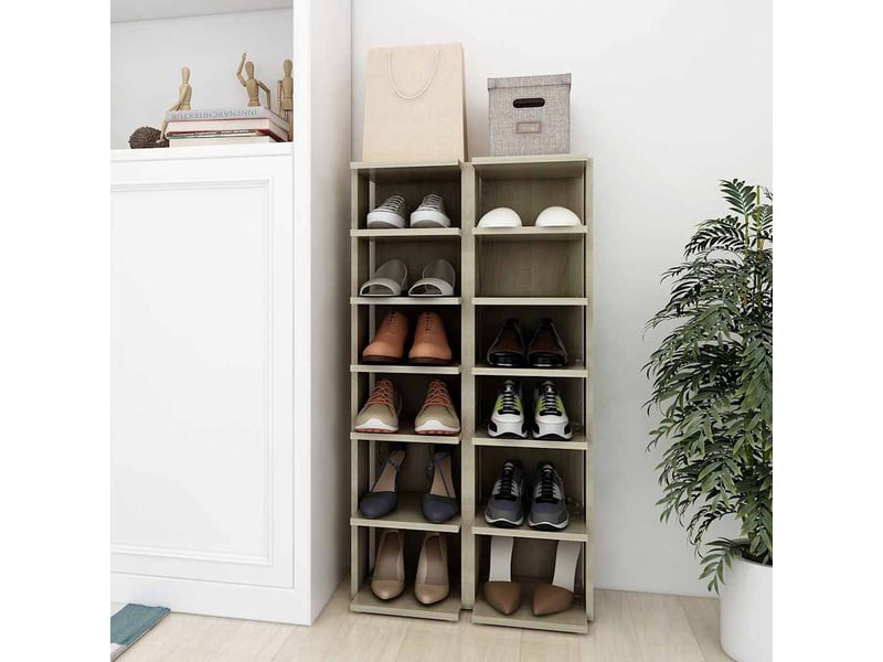  Armoires à chaussures 2 pcs, meuble à chaussures chêne sonoma 27,5x27x102 cm  - Conforama B