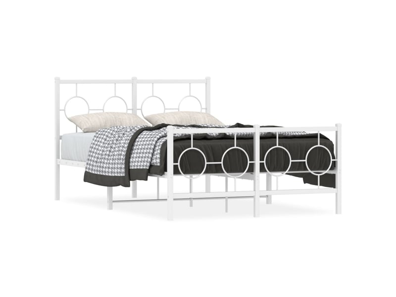  Lit double- lit adulte -  cadre de lit métal sans matelas et pied de lit blanc 120x190 cm  - Conforama A