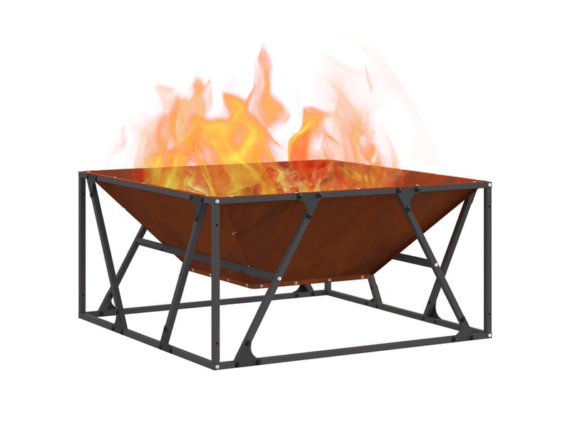  Brasero exterieur, foyer rouillé 80x80x40 cm acier patiné shl14748  - Conforama C