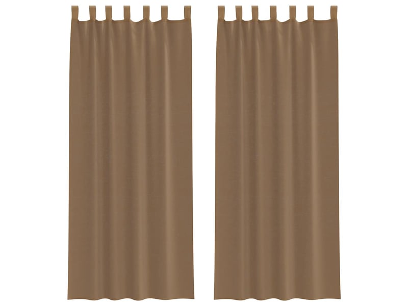  Lot de 2 rideaux en voile, voilages avec boucles marron clair 140x260 cm cf44307  - Conforama A