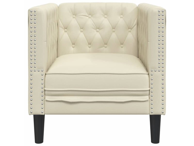  Fauteuil chesterfield crème similicuir  - Conforama D