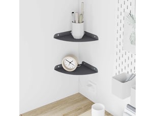 Lot de 2 étagères flottantes d'angle, étagères murales anthracite 18 x 18 x 2 cm cf41640