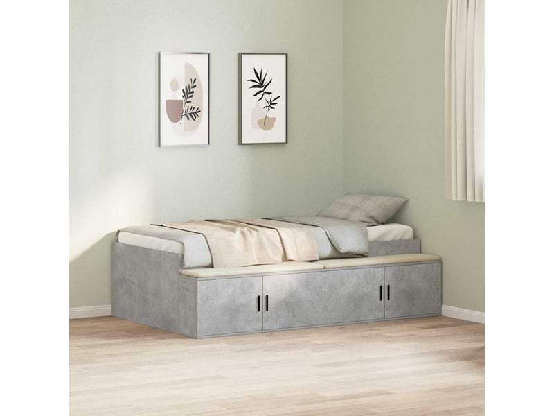  Lit simple- lit adulte -  cadre de lit gris béton 70 x 190 cm bois d'ingénierie  - Conforama B