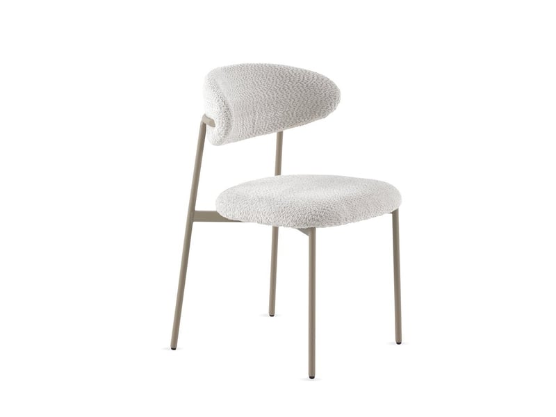 Lot de  4 chaises tapissése en chenille blanche  - Conforama D