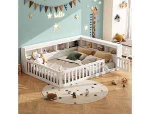 Lit avec rangement 140x190 cm <strong>MODENUIT </strong> <strong></strong> coloris blanc