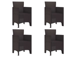 Lot de 4 chaises de jardin, chaises d'extérieur marron polypropylène cf30085