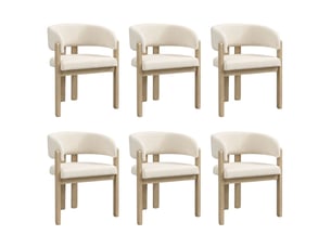 Lot de chaises 6 chaises style moderne chaise repas en bois massif assise confortable matière respirante revêtement bouclé coloris naturel