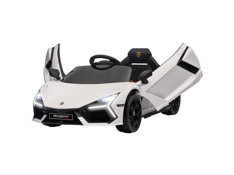  Voiture électrique pour enfants avec lumières led, klaxon et télécommande, en plastique et acier, 105 x 60 x 40 cm, blanche  - Conforama B