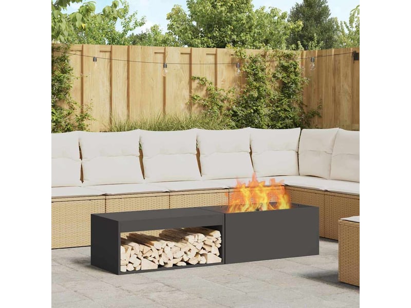  Brasero exterieur, foyer noir 160x45x35 cm acier patiné  - Conforama B