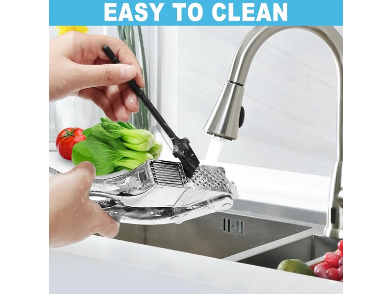 2 en 1 presse ail inox professionnel, presse-ail manuel poignée antidérapante, lave-vaisselle ecrase ail, avec epluche ail en silicone et brosse - Conforama C