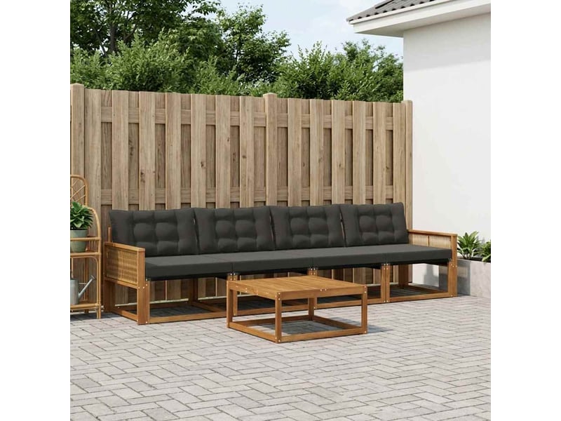  Vidaxl ensemble de canapés d'extérieur 5 pcs naturel et noir  - Conforama B