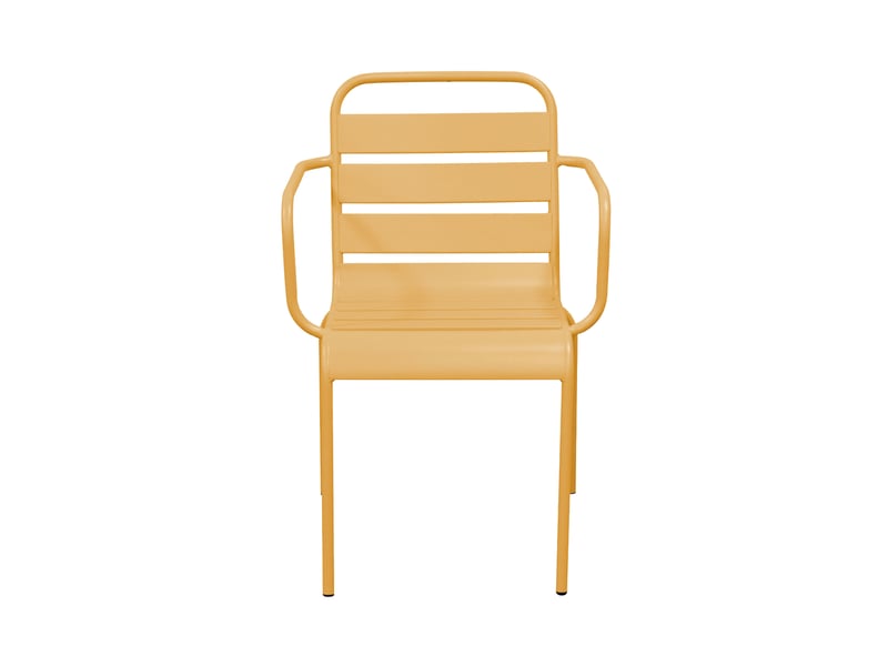  Lot de 4 chaises de jardin en métal moutarde avec accoudoirs - baca  - Conforama C