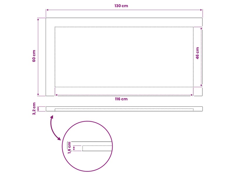  Vidaxl plateau de table rectangulaire 130 x 60 x 3 cm rectangulaire  - Conforama C