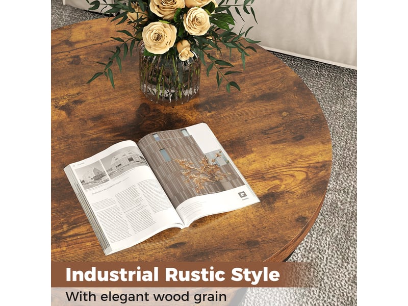  Montage facile - table basse ronde 80 cm, 2 niveaux de rangement, structure métallique, pour salon  - Conforama D