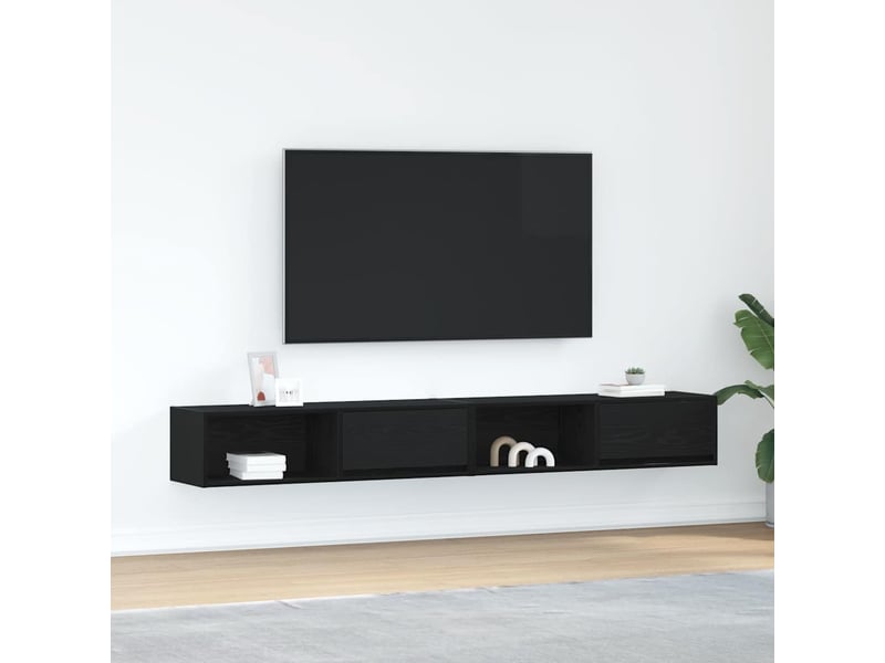  Meuble tv - banc tv - meuble de rangement 2 pcs chêne noir 100x31x25,5 cm bois d'ingénierie  - Conforama B