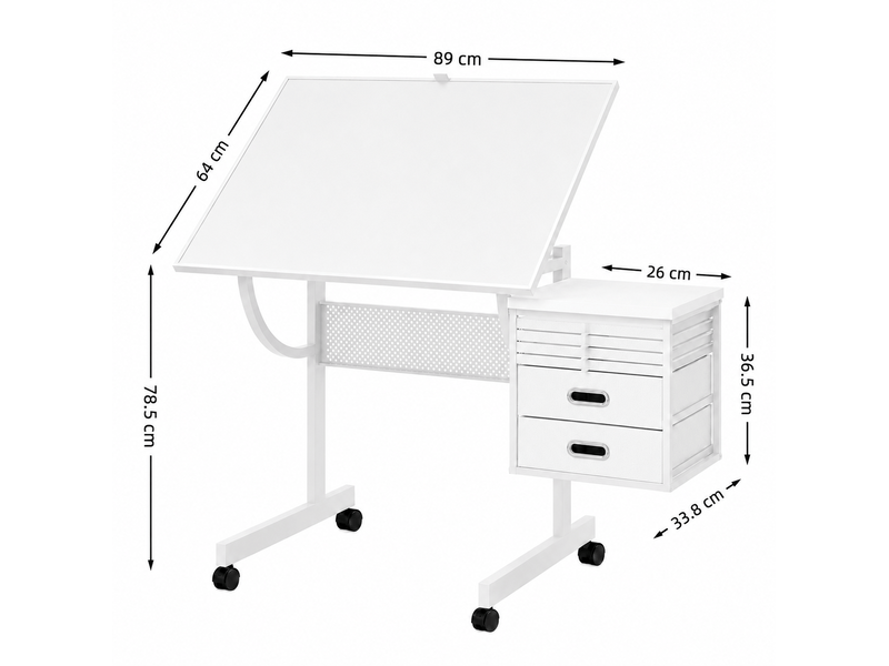  Table de puzzle inclinable 1500 pièces avec 4 plateaux, 2 tiroirs et roulettes, blanche  - Conforama C