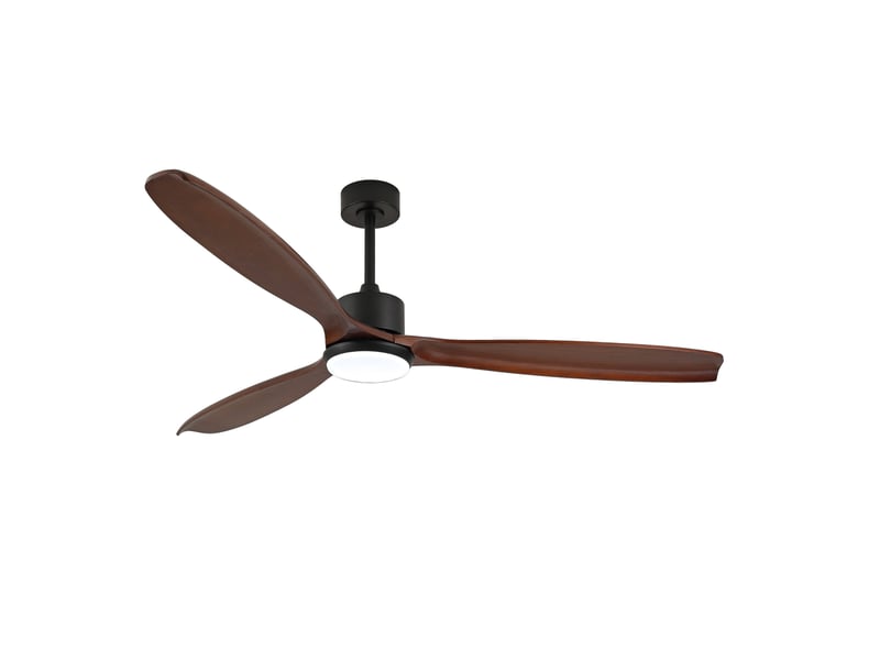  Ventilateur de plafond 70 pouces à led, 3 pales en bois noir et bois foncé, moteur dc silencieux à 6 vitesses  - Conforama A
