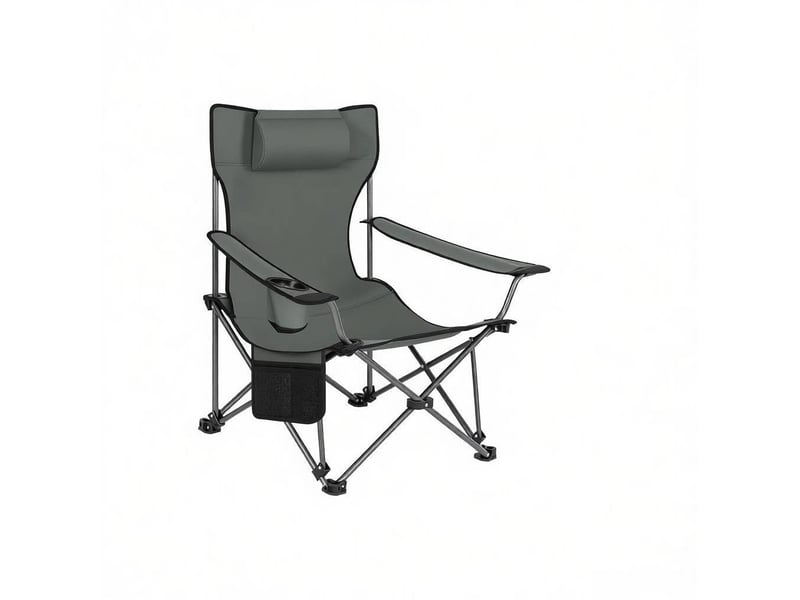 Chaise pliante de camping 160x84x44 cm avec repose-pieds extensible métal gris - Conforama A