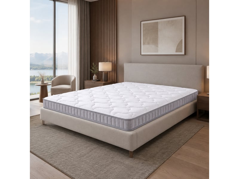  Matelas 90x190x10 cm en mousse et ressorts ensachés 7 zones avec mousse à mémoire de forme blanc chicfurn  - Conforama B