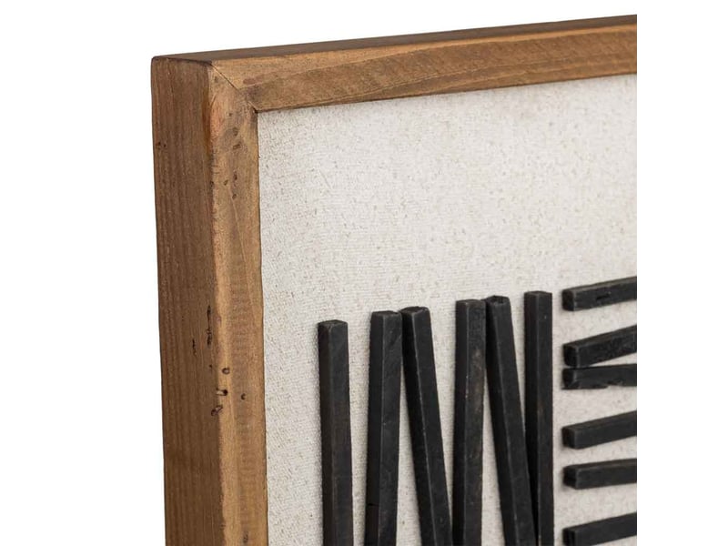 Tableau artisanal en bois recyclé relief noir et blanc 42x4x62 cm h - Conforama E