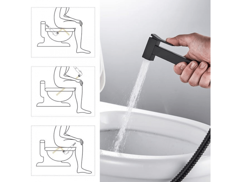  Wc mitigeur douche set avec flexible, support, douchette, eau chaude et froide  - Conforama E