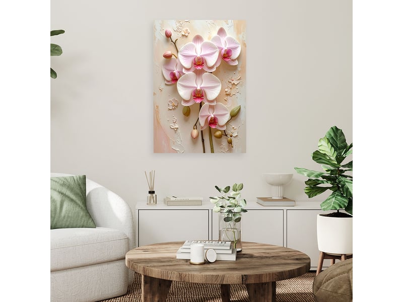  Tabelau sur toile, orchidées roses dans un délicat arrangement floral 40x60 1328137544 - Conforama B
