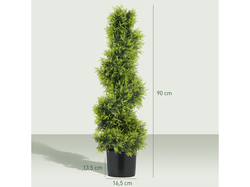  Cyprès artificiel de 90 cm, plante artificielle en spirale, plante artificielle en plastique en pot, décoration moderne  - Conforama E