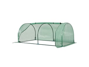 Serre de jardin 200 x 100 x 80 cm en film plastique vert, structure acier, protection uv et porte enroulable