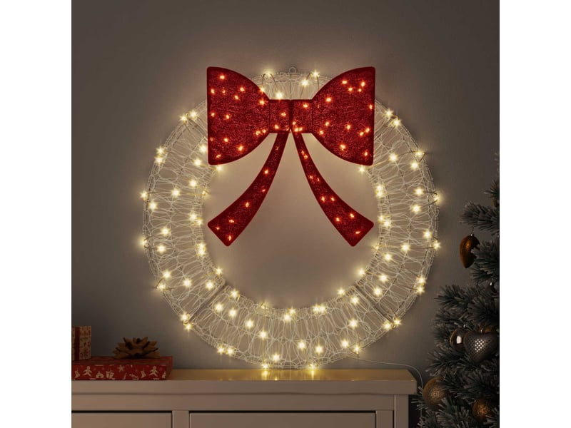 Couronne de noël, décoration de noël 60 led blanc chaud 76 x 76 x 8,5 cm acrylique cf61756 - Conforama B